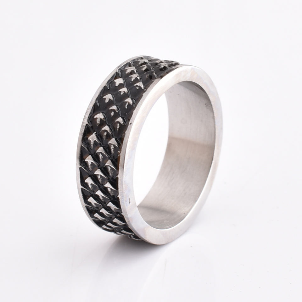 Factory Custom Vintage Punk Couple Ring Stainless Steel Scale Ring Personalized Hiphop Ring
