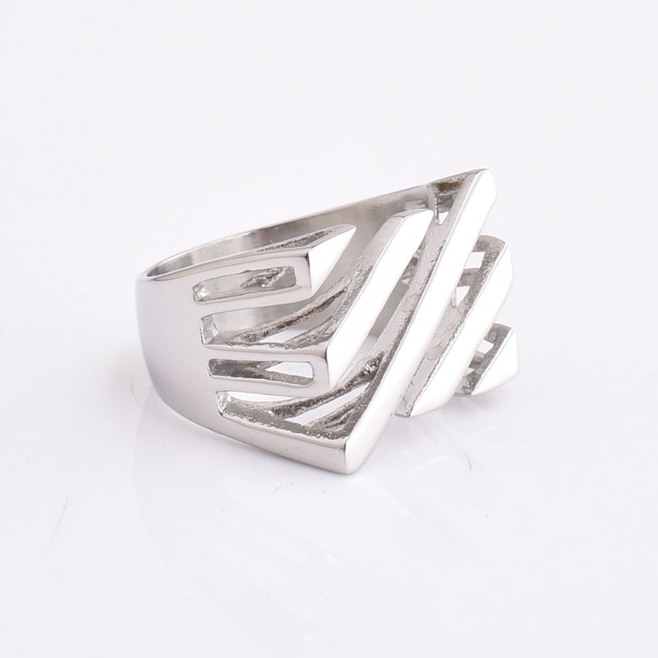 Trendy Jewelry Customized Logo Hiphop Jewelry Silver Black Chunky Ring For Men Women