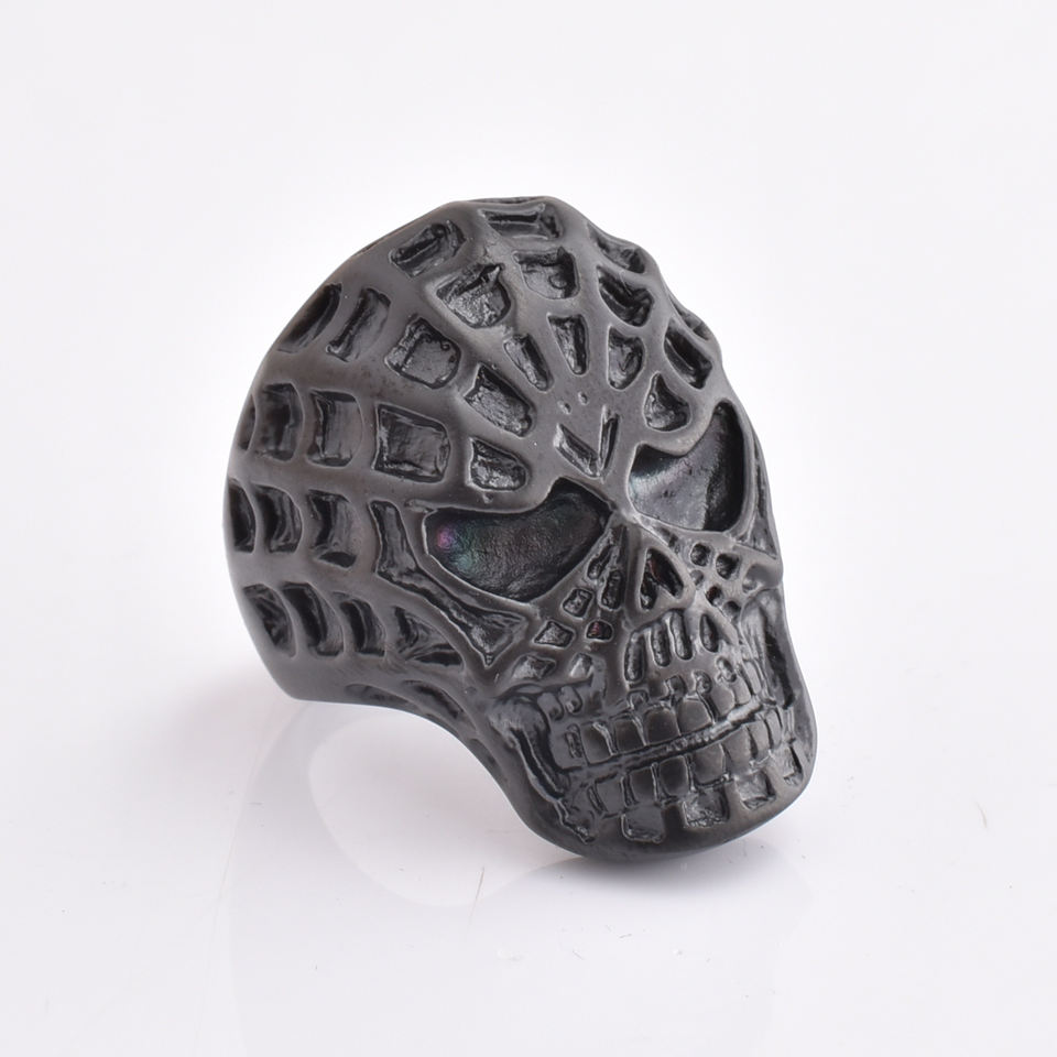Top quality custom new black gothic skull rings set stainless steel punk rock skull rings for men new black gothic skull