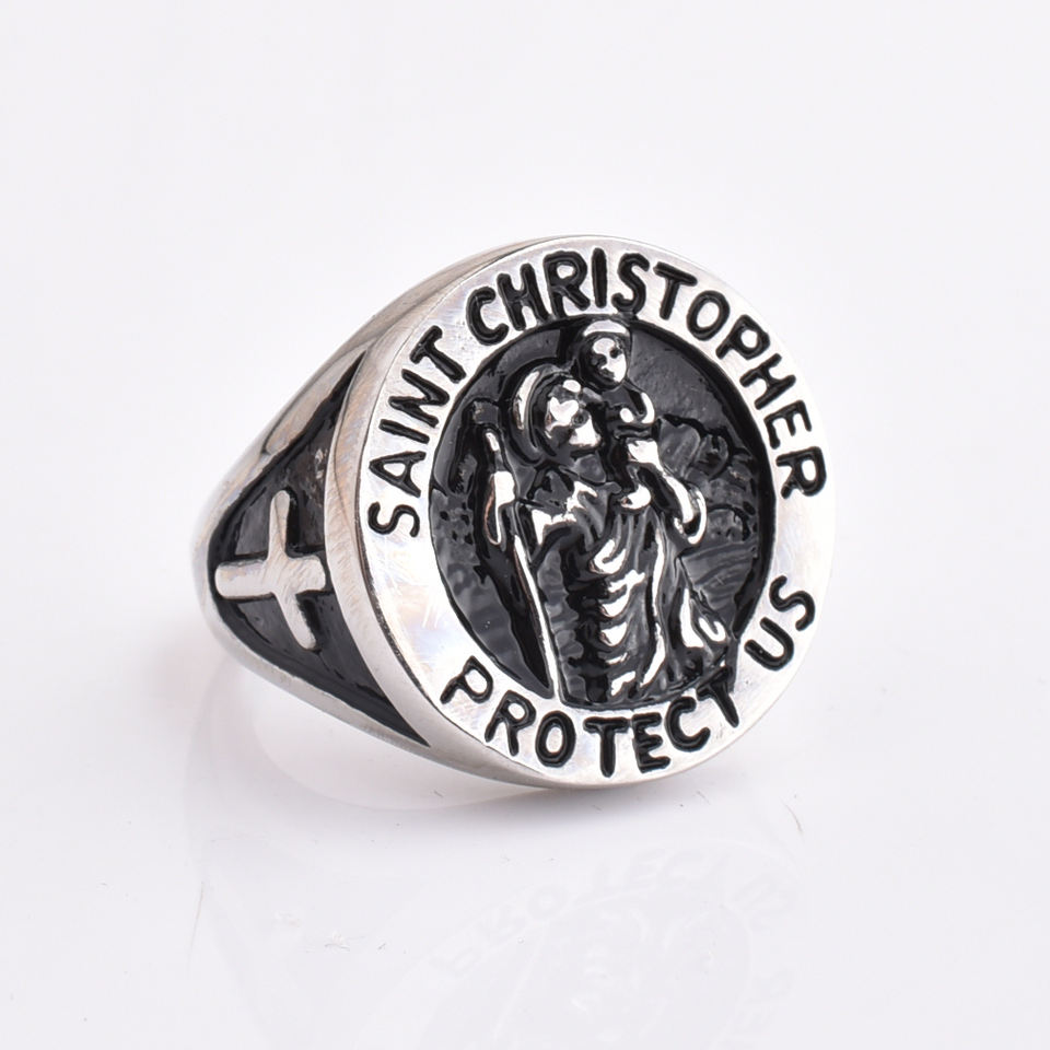 Fashion Jewelry Wholesale Religious Jewelry Silver Letter Stainless Steel Rock Punk Religious Rings For Men