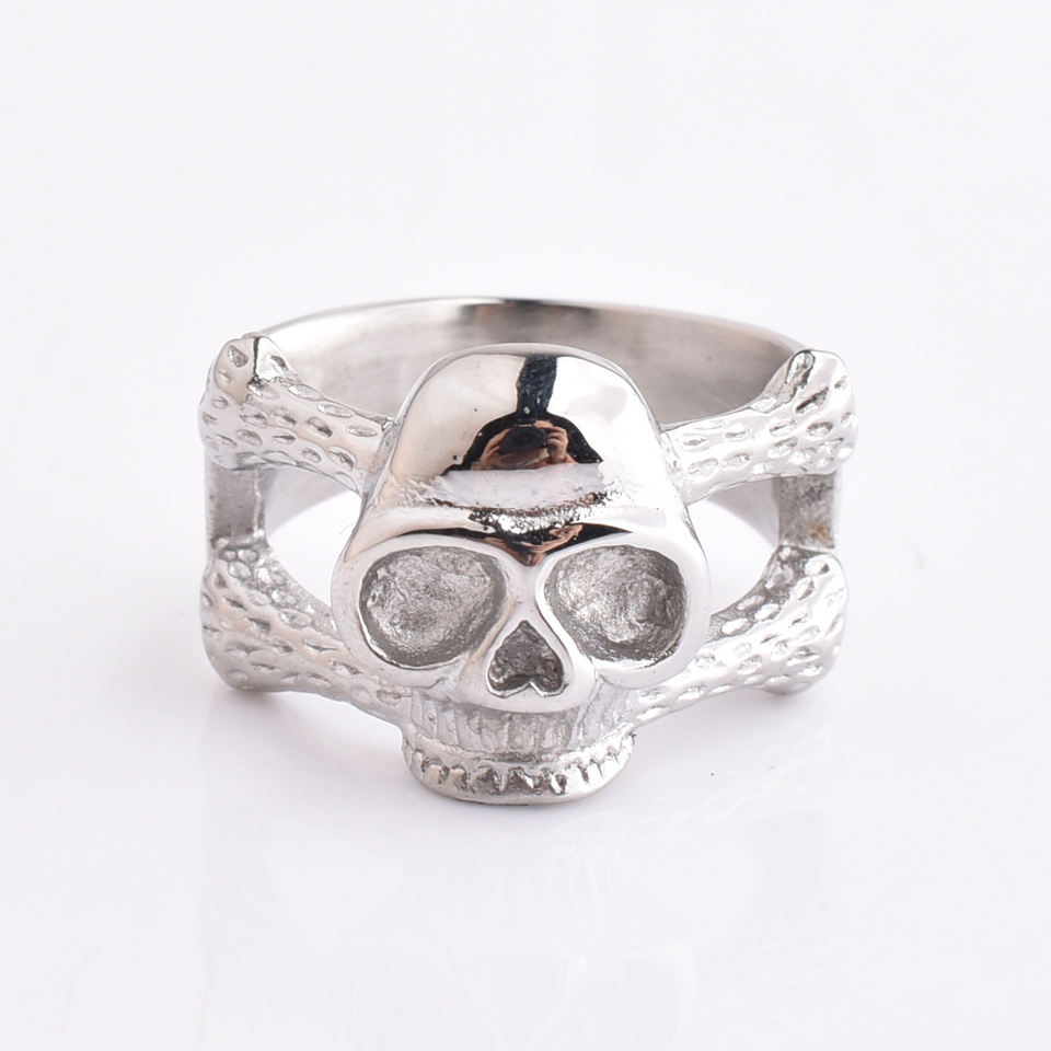 Fashion Jewelry Skull Unique Plain Handmade Ring Stainless Steel Jewelry Wholesale Rock Style Skull Biker Rings