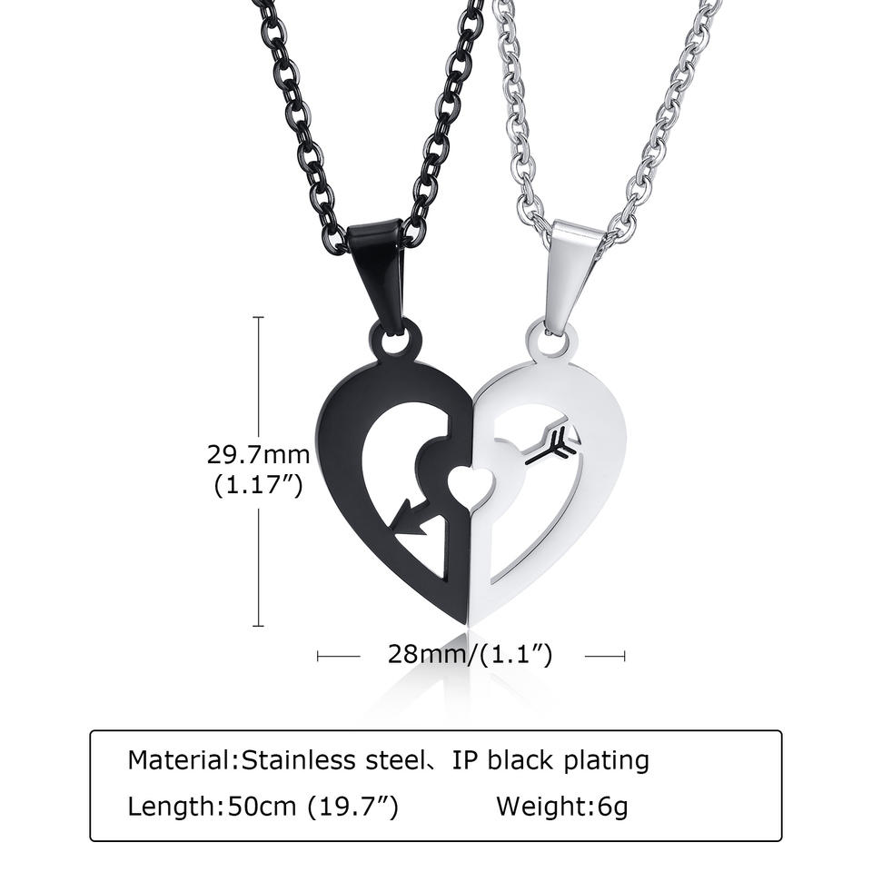 Fashion Stainless Steel Necklace Couple Love Heart Shape Necklace Trend Matching Necklaces for Couples