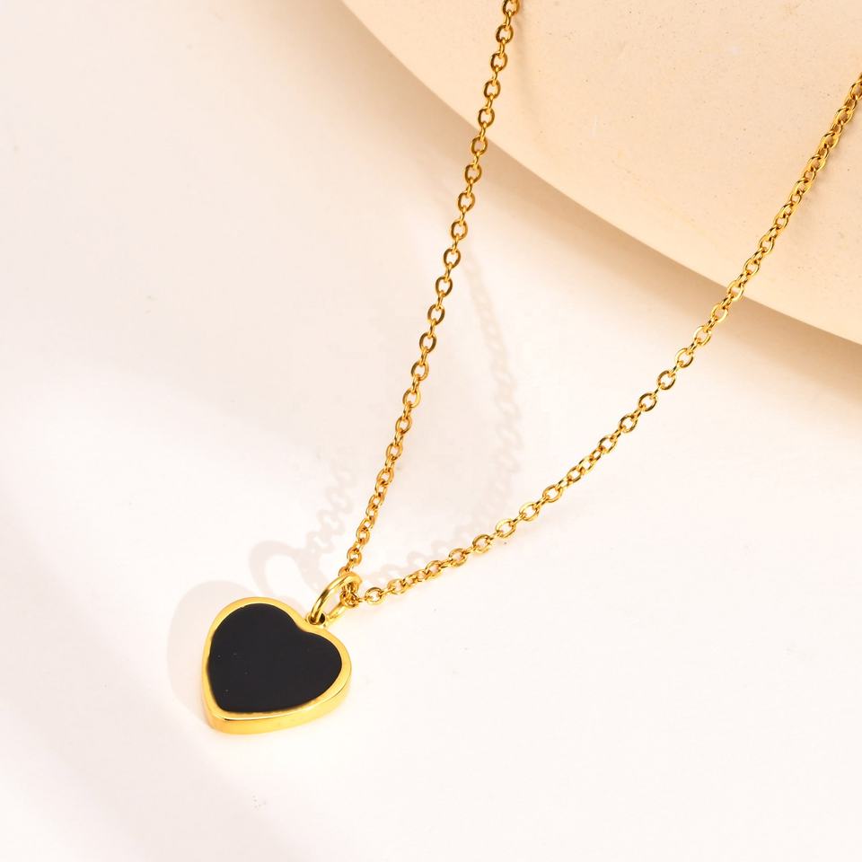 Fashion Stainless Steel Heart Gold Plated Pendant Necklace Fashion Jewelry Heart Chain Necklace