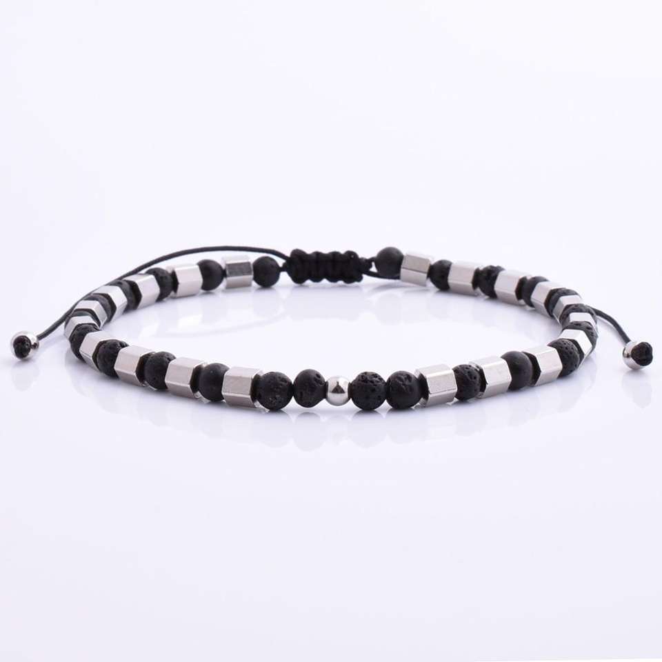 New Arrival Stainless Steel Beaded Small Charm 4Mm Lava Stone Bracelet For Girls