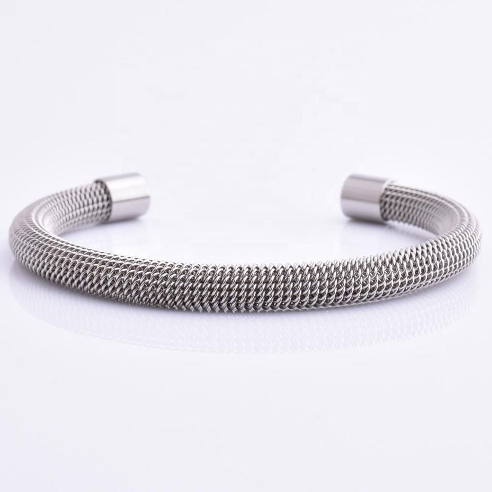 Latest Design Vintage Stainless Steel Bangle Mesh Cable Wire Cuff Open Bangle