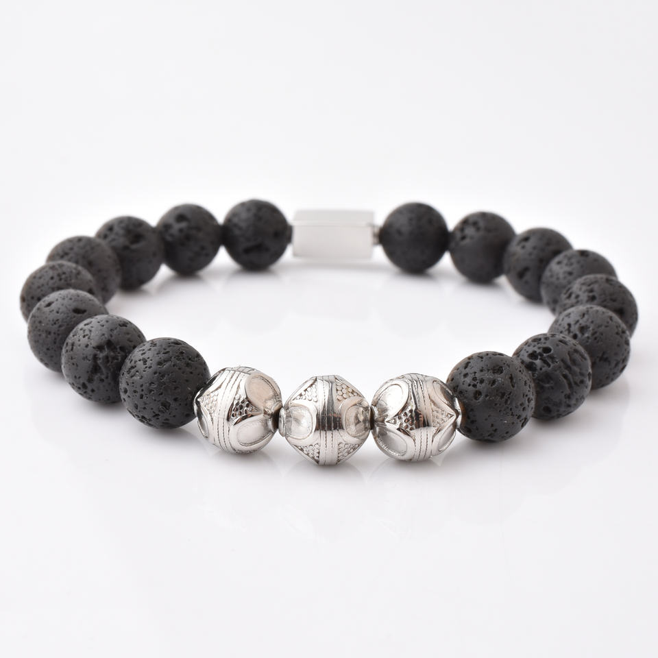Factory Direct Hot Wholesale Men Jewelry Rock Lava Stone Natural Gemstone Beads Bracelet