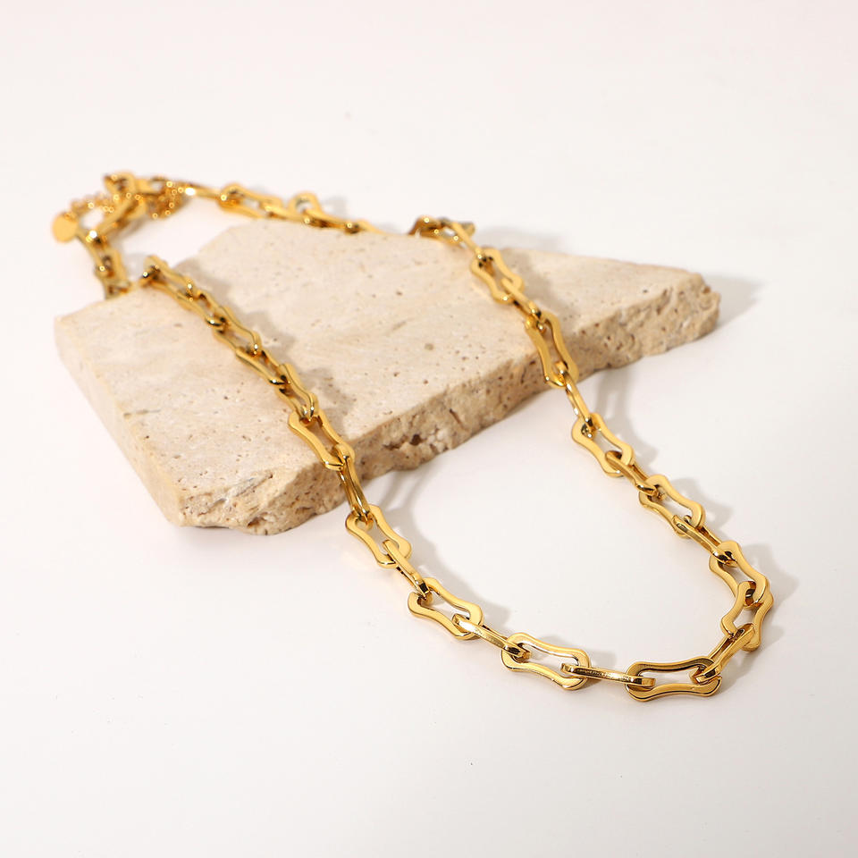 Hip Hop Stackable Accessories Titanium Steel Plated 18K Stainless Steel Gold Thick Bicycle Chain Necklace