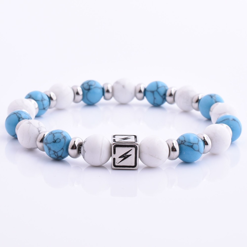 Hot Fashion Newest Heart Shape Silver Charm Red Turquoise Stone Bracelet