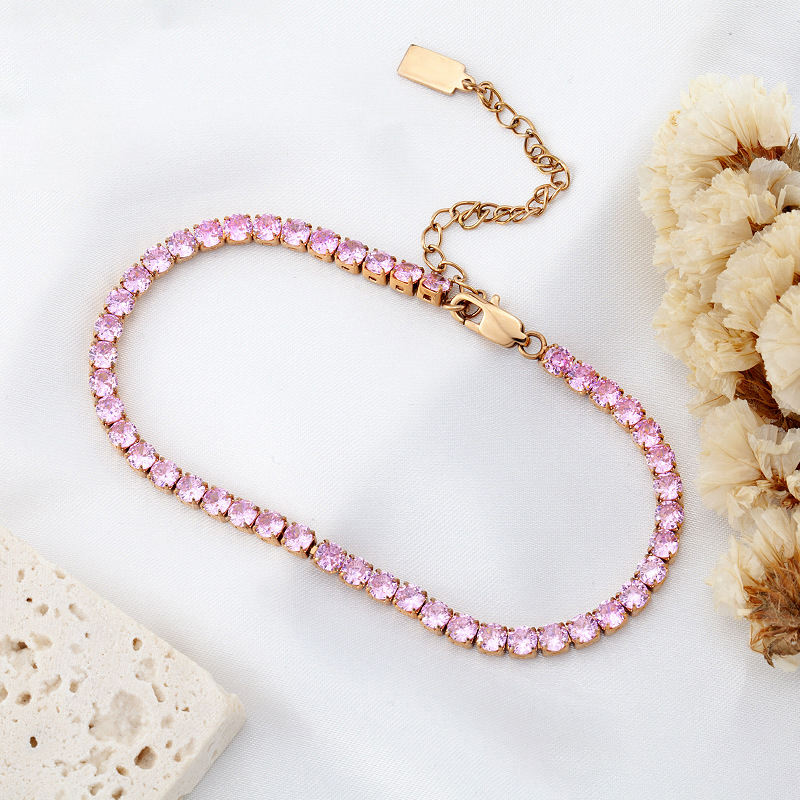 4Mm Claw Stone Chain Stainless Steel Bracelet Women Fashion Jewelry Adjustable Zircon Tennis Chain Bracelet