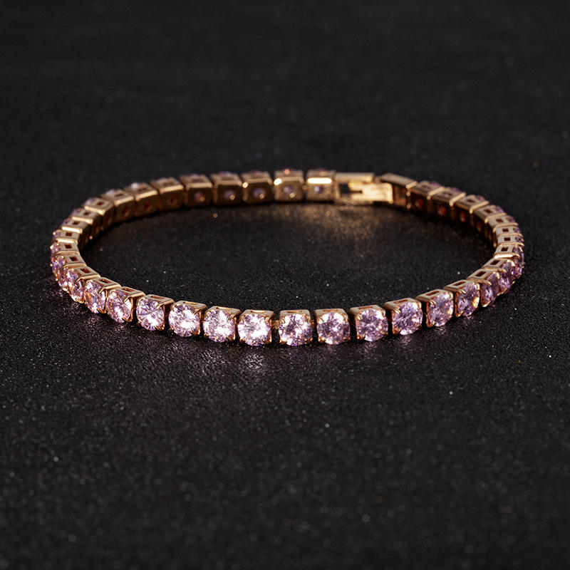 New 5Mm Claw Stone Chain Titanium Steel Bracelet Women's Fashion Jewelry Light Luxury Zircon Tennis Chain Bracelet