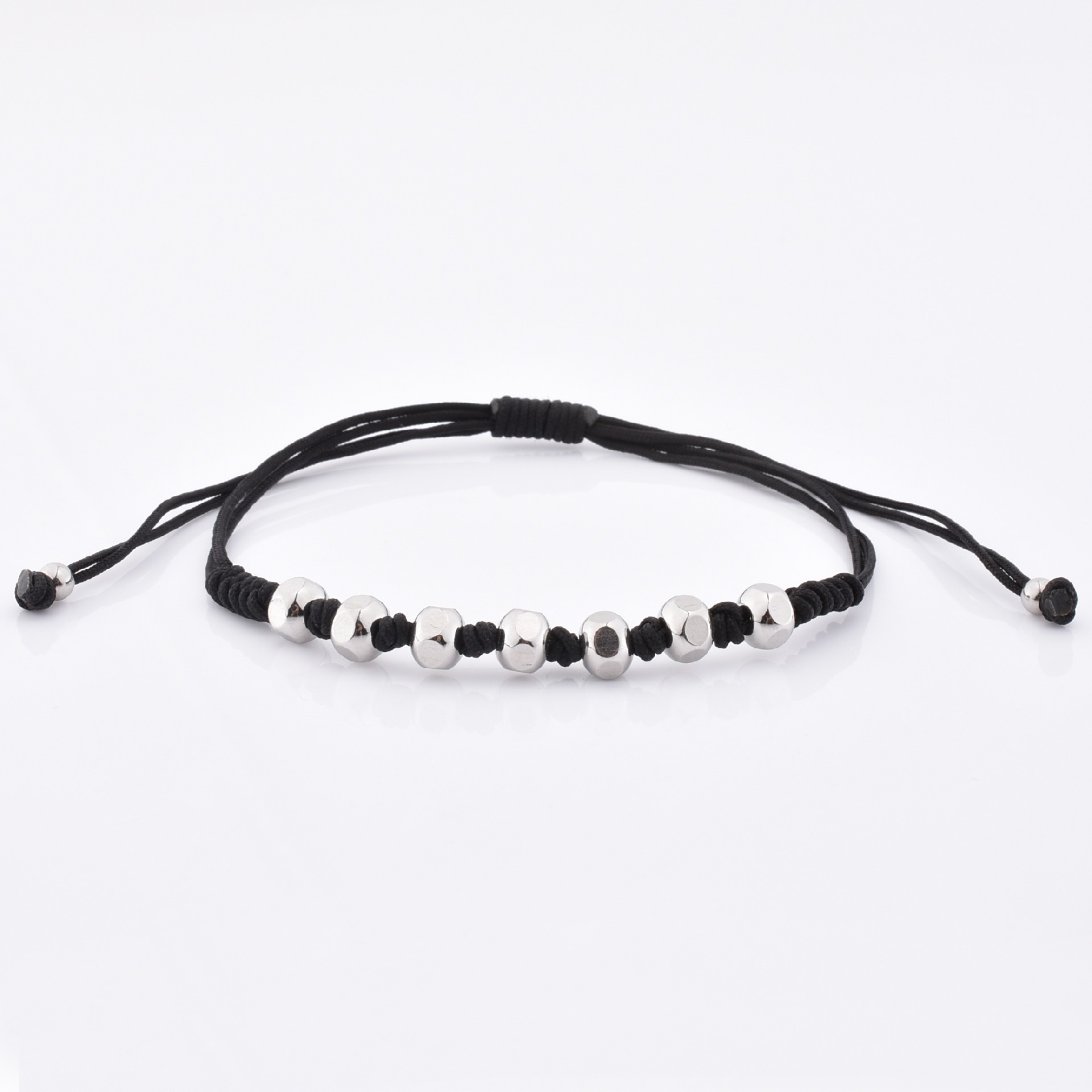 Personalized Adjustable Steel Hexagon Bead handmade Black Rope Macrame Bracelet