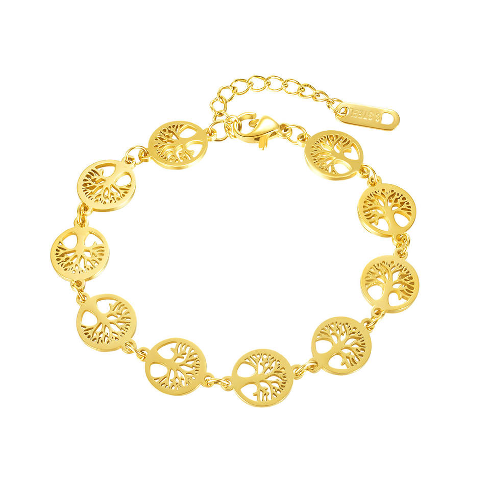 High Quality Hollow Tree Of Life Bead Stainless Steel Steel Bracelet For Women
