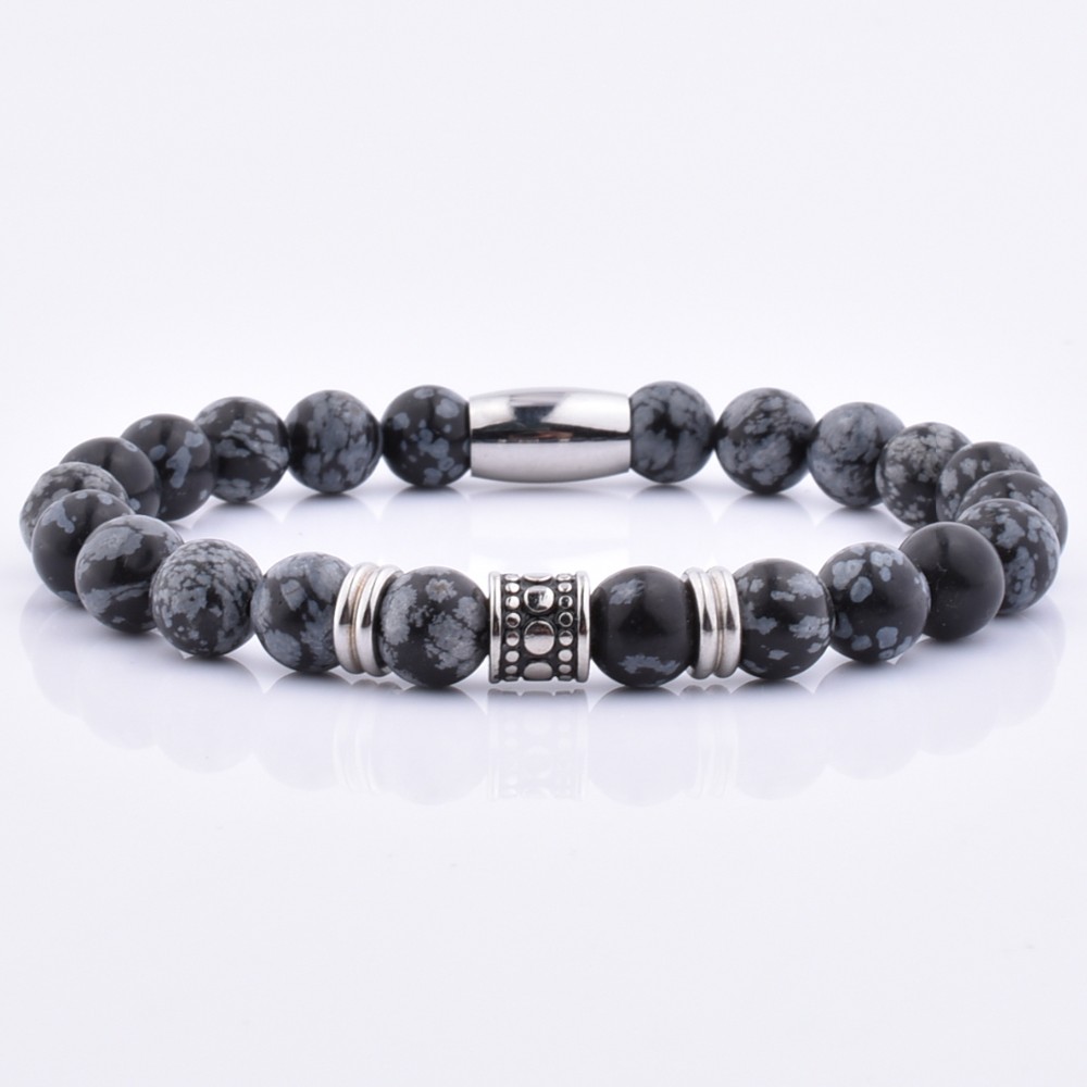 New Arrival Jewelry Genuine Snowflake Stone Bead Natural Stone Spacer Bead Bracelet