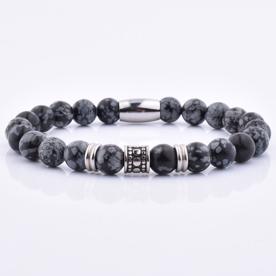 New Arrival Jewelry Genuine Snowflake Stone Bead Natural Stone Spacer Bead Bracelet