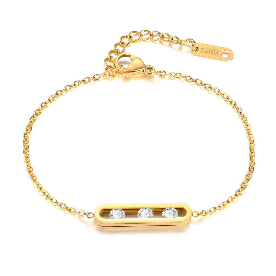 Gold Ladies Titanium Steel Personality Simple 18K Gold Plated Stainless Steel Zircon Geometric Bracelet