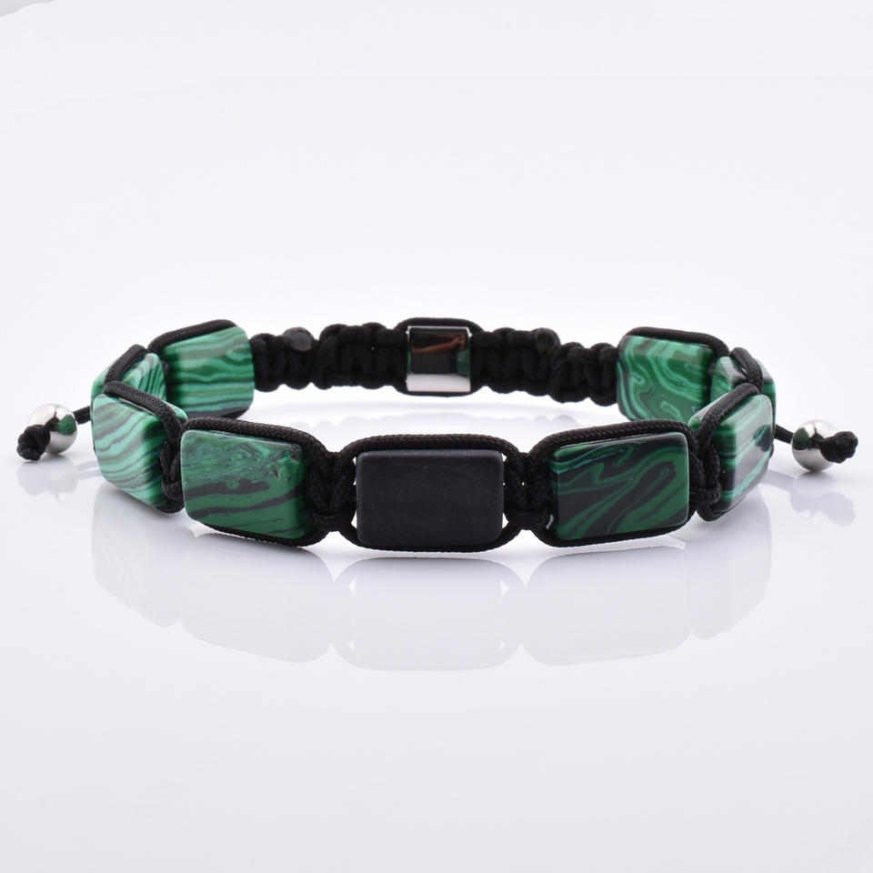 2022 Luxury Jewelry 10X15Mm Lapis Lazuli Flat Bead Stainless Steel Cz Charm Bracelet