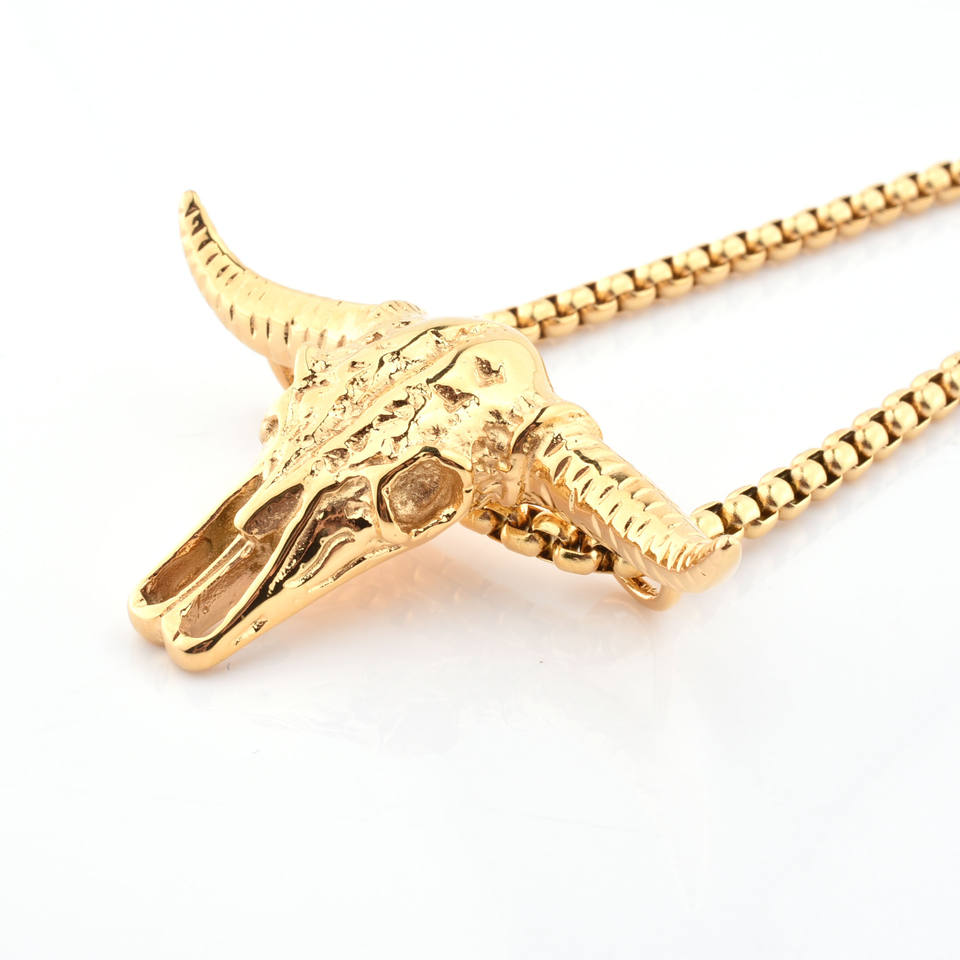Personalized Hiphops Men 316L Stainless Steel Jewelry Casting Animal Goat Head Necklace