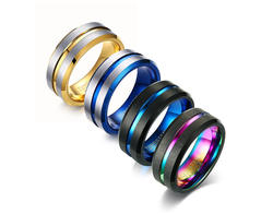 Wholesale Newest Design Jewelry Index Finger Ring 8mm Open Bottle Tungsten Steel Blue Ring Trendy Men's Ring