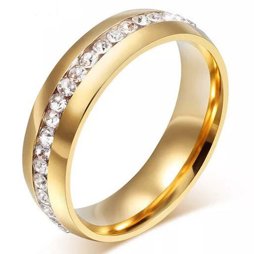 18K Gold Cool Custom Made Stainless Steel Diamond Beautiful Stone Ring For Woman