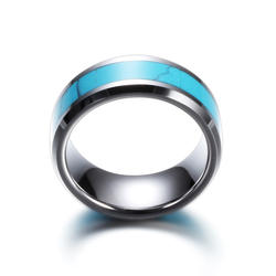 Yitenong Jewelry New Arrival Blank Stainless Steel Carbide Ring For Men Or Women Turquoise Inlay Wedding Band