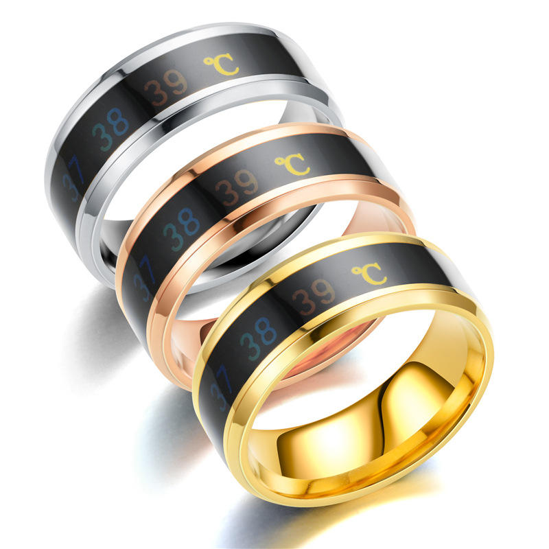 Trendy Intelligent Temperature Sensitive Ring For Women Men Stainless Steel Jewelry