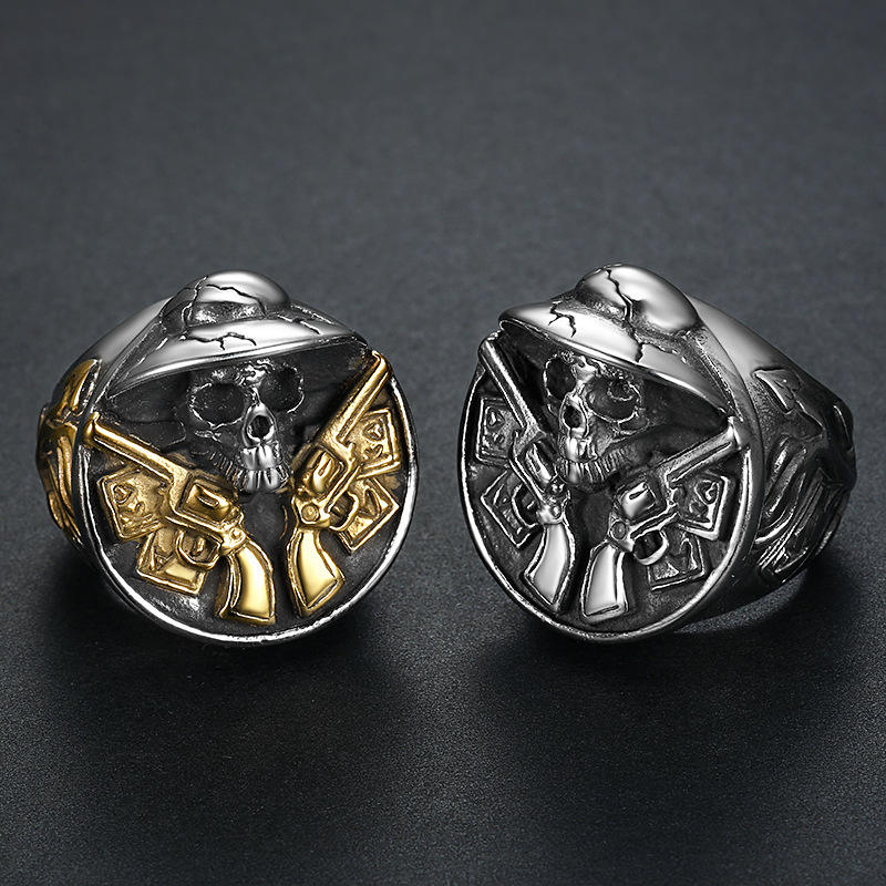 Punk Creative Design Mens Skull Ring Chunky Gold Silver Skull Rings Jewelry