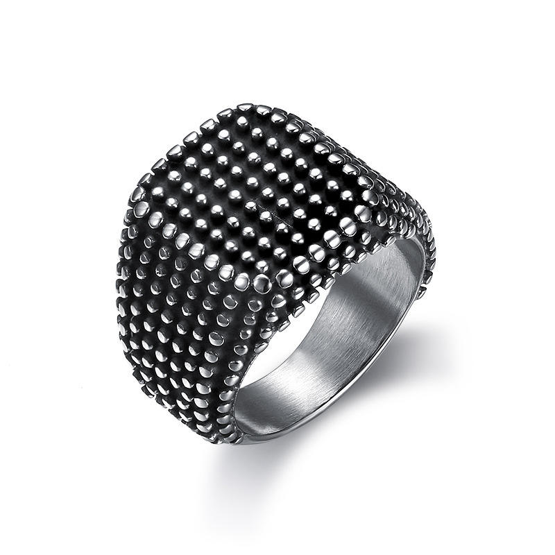 Punk Vintage Jewelry Simple Dot Antique Silver Stainless Steel Rings For Men Fashion New Design Ring