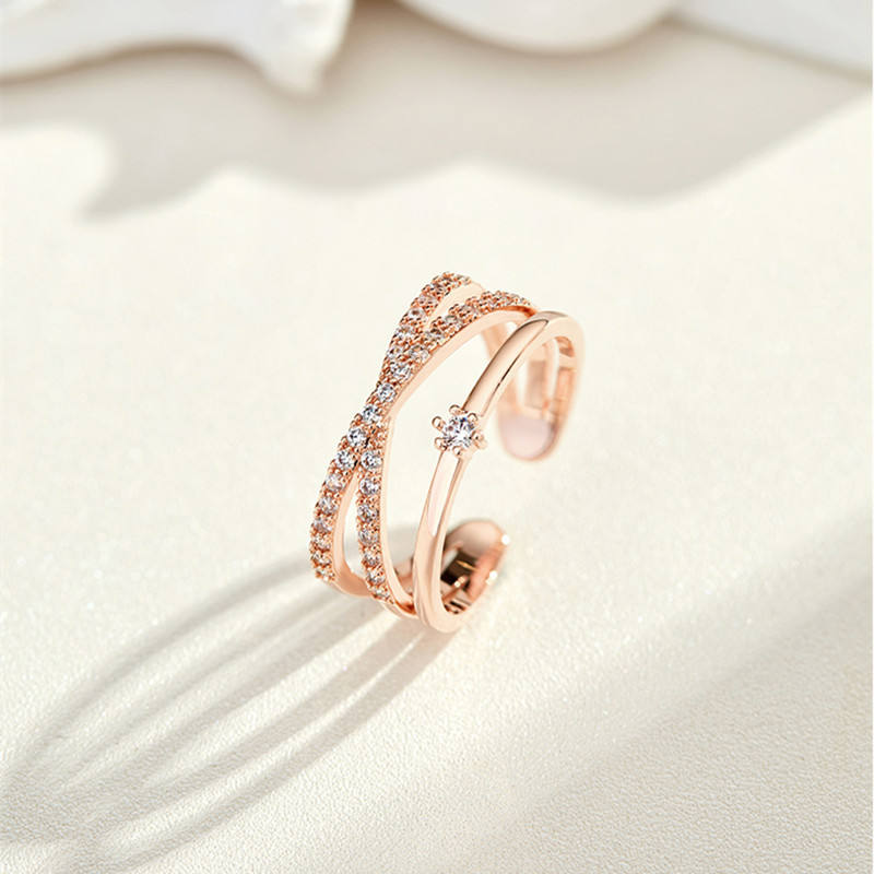 Snake Open Ring Women's Hot Selling Tide Plated 18K Gold Micro-Set Zircon Adjustable Ring