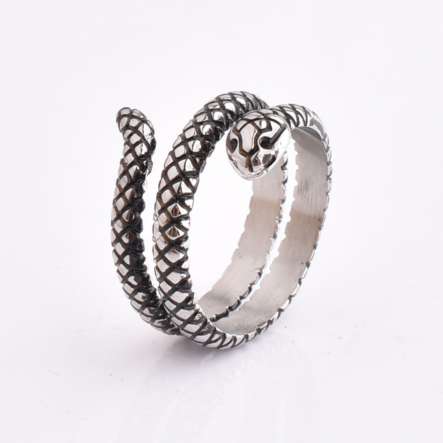 Silver Plated Rings Jewelry Personalized Fashion Finger Ring Unisex Stainless Steel Snake Design Shape Rings